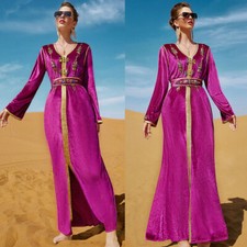 Elegant Velvet Abaya Muslim Women Long Maxi Dress Kaftan Party Gown Evening Arab