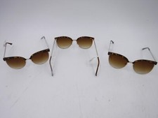 Set of 3 Brown Sunglasses w/ Gold Accents, Oversized, Polycarbonate