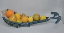 Retro Vintage MCM Large Vinyl Woven Whale Fruit / Decor Basket NICE !
