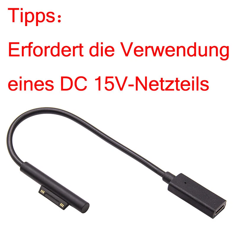 USB C Female Ladegerät Für Microsoft Surface Pro 7/6/5/4/3 Schnell PD Ladekabel - Bild 2 von 4
