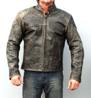 Mens Motorcycle Distressed Hooligan Leather Jacket Bikers Casual Fashion Vintage