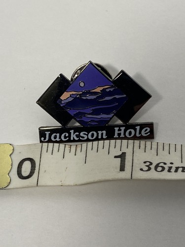 Spilla sci vintage JACKSON HOLE WYOMING resort risvolto da viaggio souvenir - Foto 6 di 7