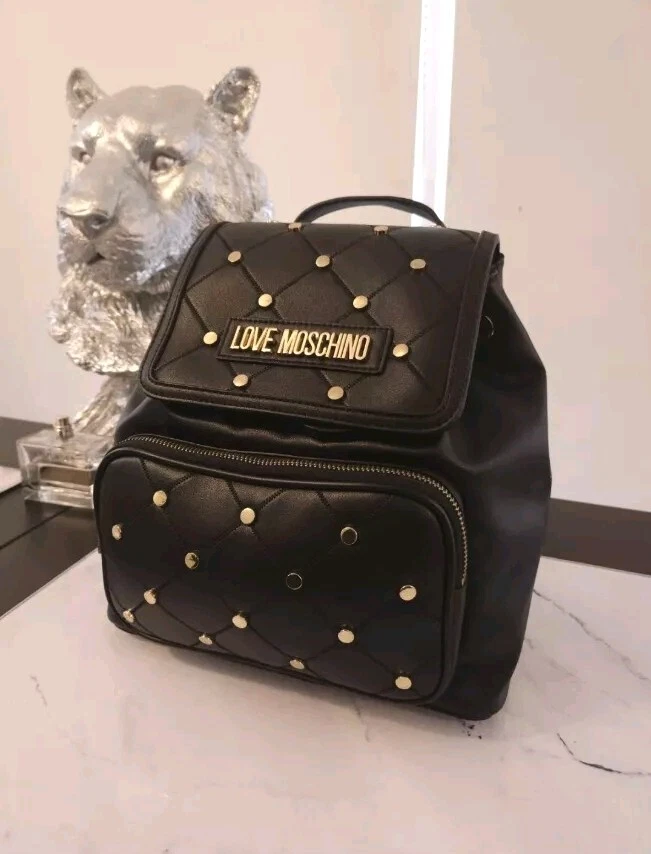 Love Moschino Backpack Gold Studded Black Rucksack  - Image 4 of 4