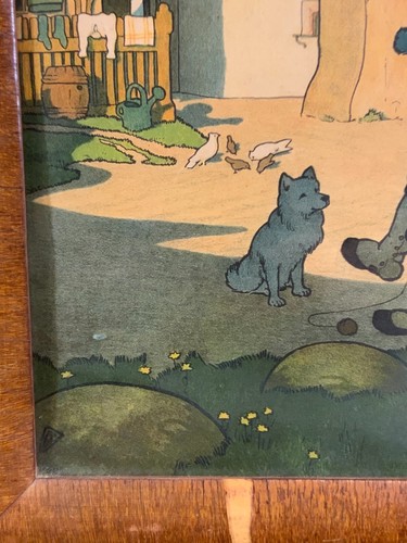 ANTIKER KUNST DRUCK GERAHMT HINTER GLAS DIE WACHE ABMESSUNGEN 37x49cm - Bild 8 von 11