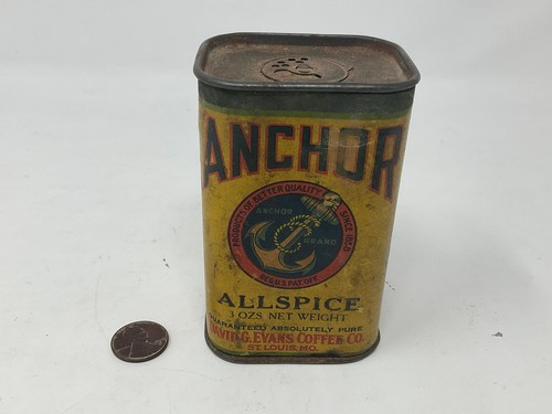 Vintage Anchor Spice Tin. Vintage Spice Can Tin. David G. Evans St. Louis - Picture 3 of 5