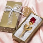 Mini Glass Rose Flower w/Box Romantic Crystal Rose For Valentine GIFT
