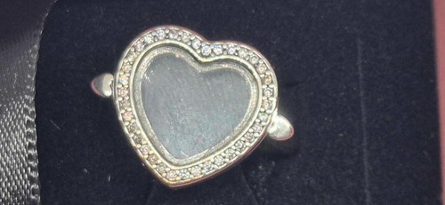 Pandora Sparkling Heart Floating Locket Ring Size 56, Branded gift box - Picture 13 of 16