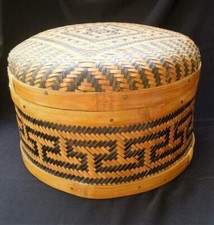 Antique Early Chinese Bamboo Woven Basket-People's Republic of China-Museum Qual