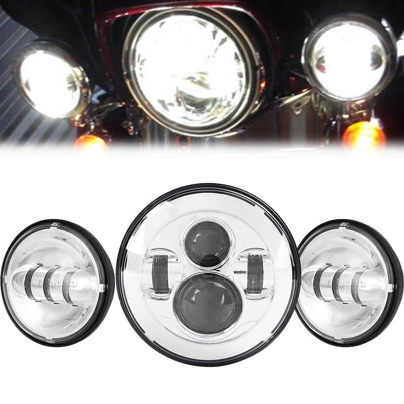 Faro LED de 7" para Harley Electra Glide Ultra Classic + luces antiniebla de 4,5" Foto 3 de 4