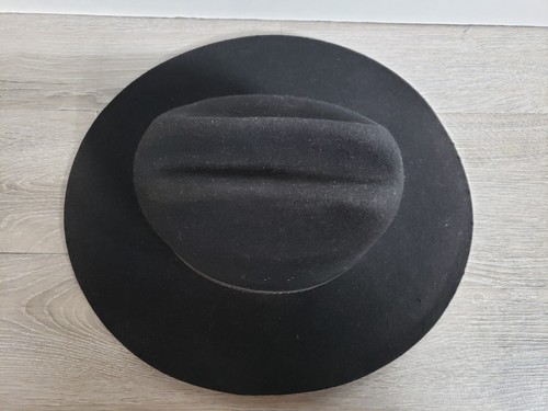 Texas Hat Company Black Felt Cowboy Hat W/ Band Youth LARGE MADE IN USA - Picture 6 of 9