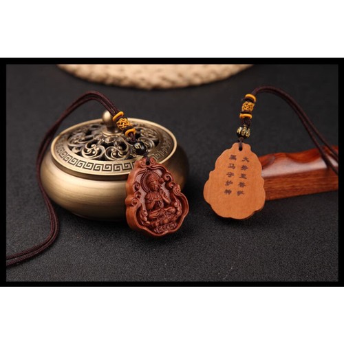 1pc Mahogany Year of The Amulet Necklace Manjusri Sage Pendant for Safety - Picture 7 of 10