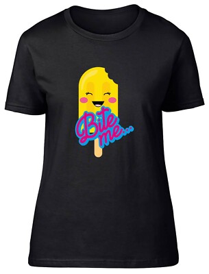 Ice Cream Bite Me Food Summer Vacation Fitted Womens Ladies T Shirt Gift