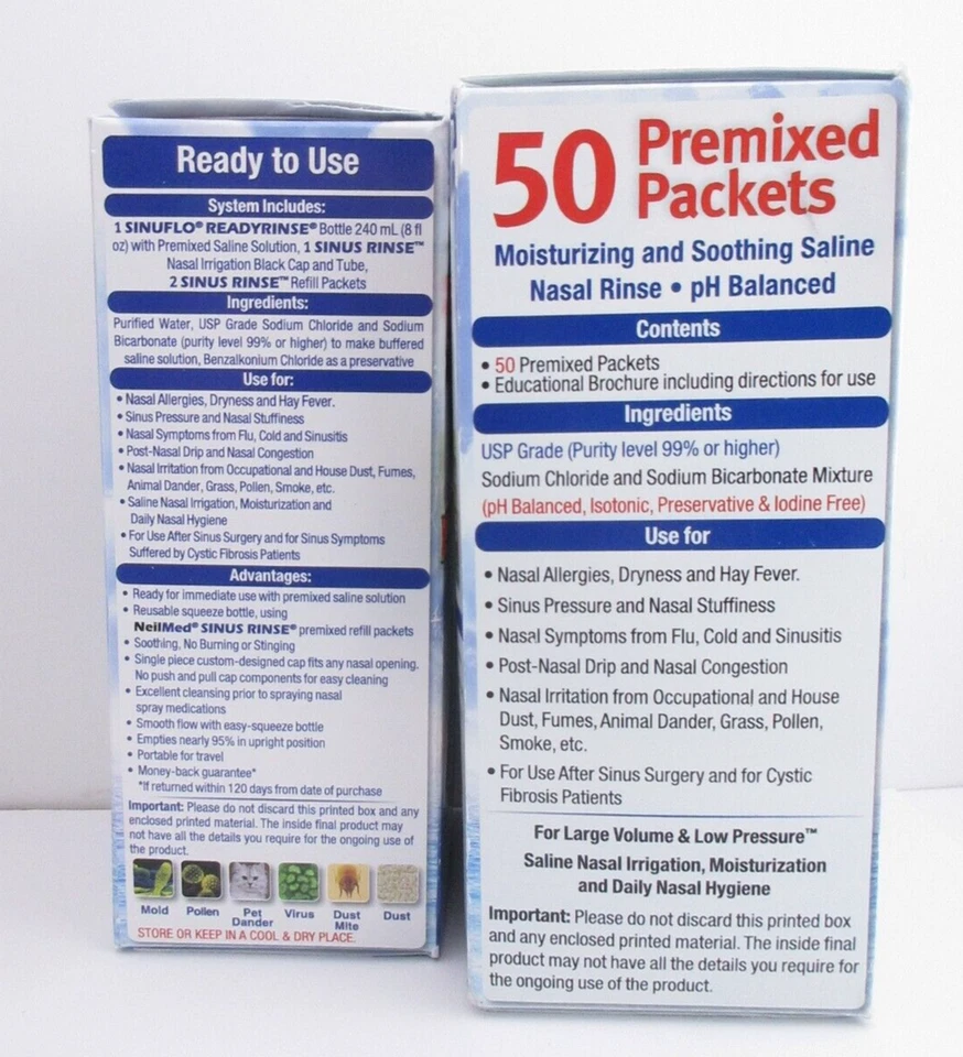 NeilMed SinuFlo Ready Rinse, 8 fl oz *READ MORE* 50 Premixed Packets - FREE SHIP - Image 4 of 4