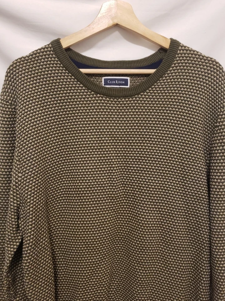 Suéter Club Room Hombre Grande Verde Oliva Cuello Redondo Pullover Foto 2 de 4
