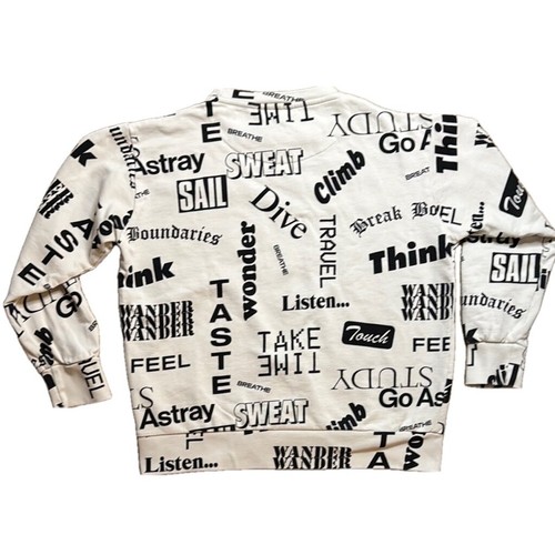 Molo Size 10 White and Black Explore Graphic Cotton Sweatshirt L 21.25" - Picture 5 of 6