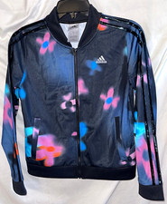 GIRLS ADIDAS TRICOAT TRAINING TRACK JACKET PINK/BLUE FLOWER SIZE LARGE US 14
