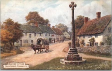 Raphael Tuck Village Cross Crowcombe, Somerset Alfred Quinton Artist Postcard