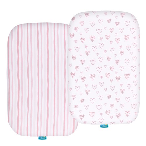Bassinet Fitted Sheets 100% Jersey Knit Cotton Sheets 2 Pack Multi-size Options - Picture 19 of 40