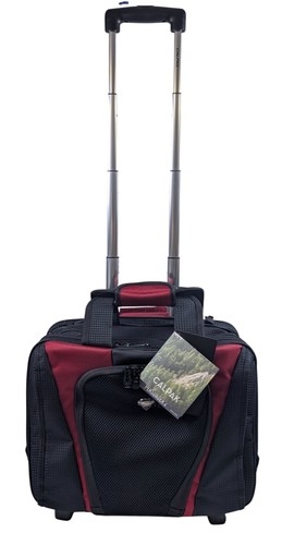 CalPak Persuader 2 Black/Deep Red 17x13x7 Rolling Carry On Laptop Soft Briefcase