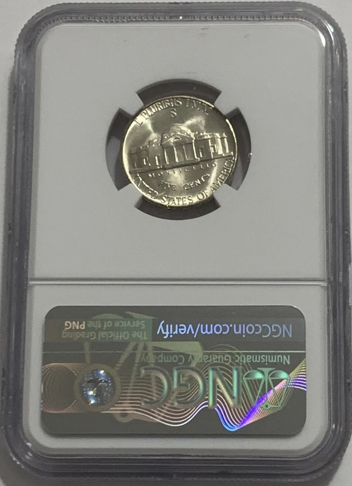 1943 S NGC MS66 6FS Silver Jefferson Nickel 5c Mint State Coin Six Full Steps - Image 2 of 3