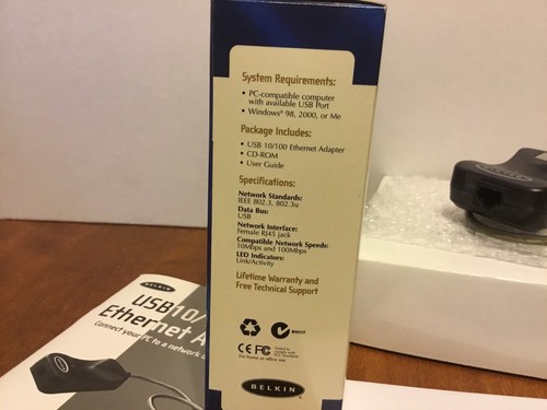 BELKIN USB 10/100 Ethernet Adapter F5D5050 Network Interface Card - Picture 7 of 8