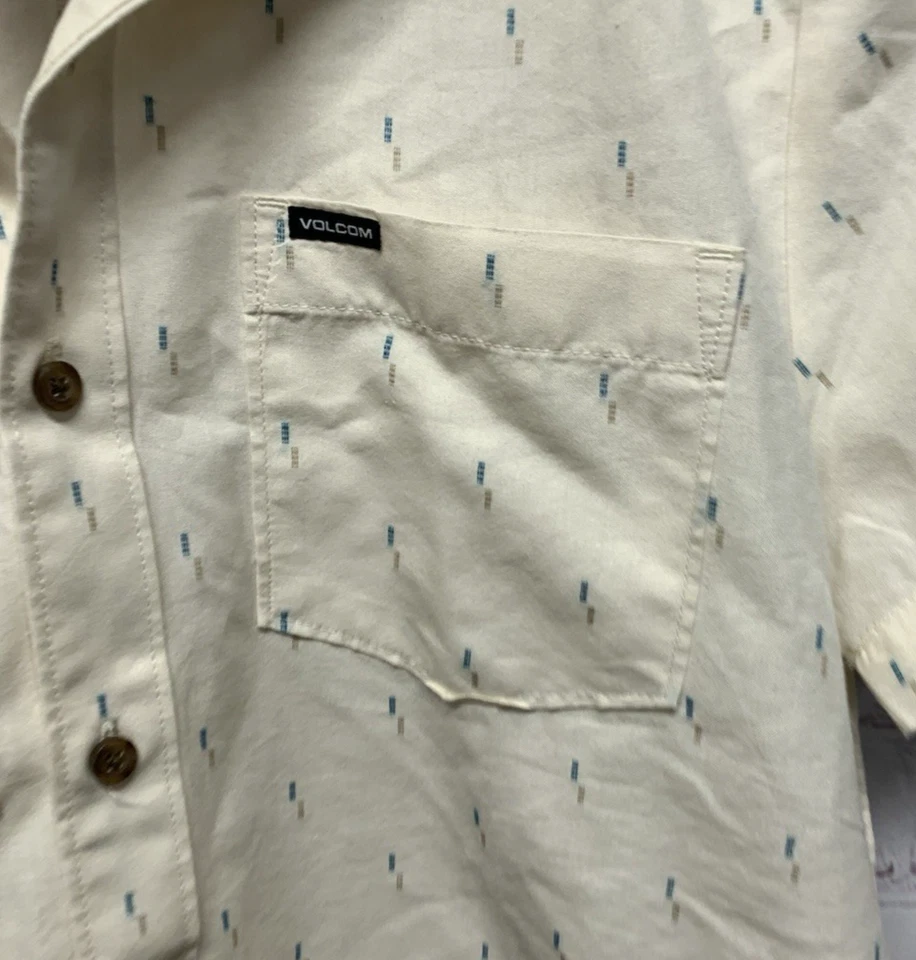 Volcom Small Men's Classic Fit Button Shirt Beige Print NEW - Image 2 of 4
