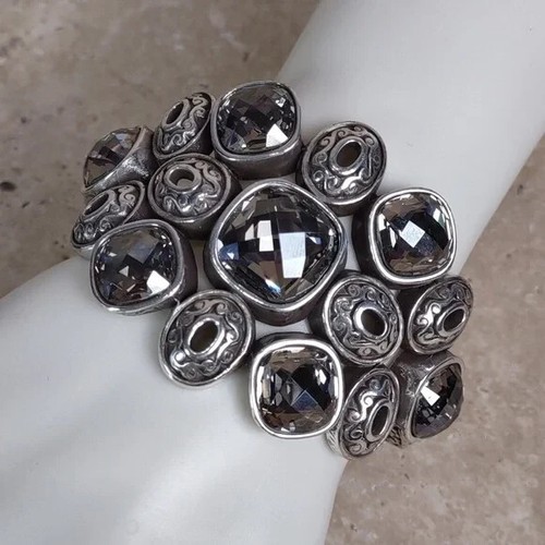 BRIGHTON "Venus Rising" Hinged Chunky Cuff Bracelet w/Gray Crystals 7in - Picture 4 of 15