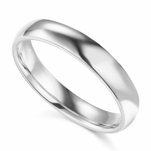 Genuine Solid 14k White Gold 4mm Comfort-fit Polished Unisex Wedding Band
