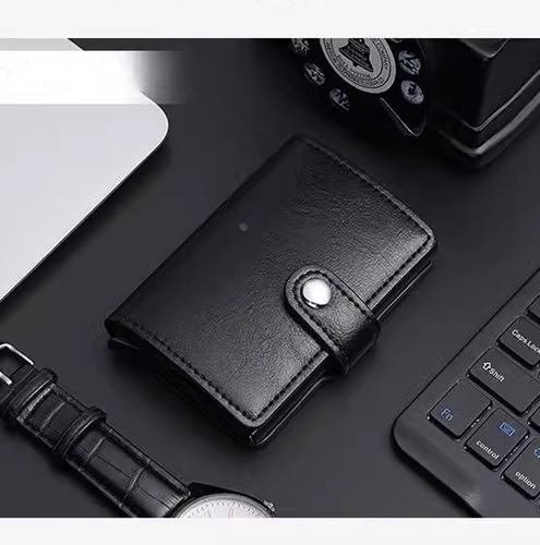 RFID Blocking Wallet Auto Pop up Credit Card Holder Leather Metal Money Clip Men - Picture 17 of 18