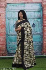 INDIAN BAGRU BLOCK PRINT PURE SOFT COTTON MULMUL SAREE SARI WITH BLOUSE PIECE