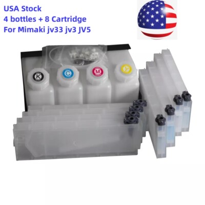 4 Bottles, 8 Cartridge Bulk Continuous Ink Supply System For Mimaki jv33 jv3 JV5