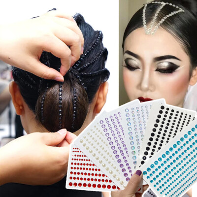Hair Facial Rhinestone 3D Face Jewels Pearl Sticker Self Adhesive Fairy Beau  