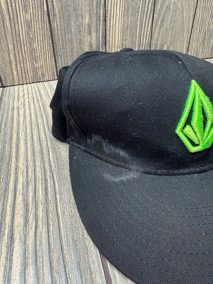 Volcom Flexfit L-XL Black Cap With Green Logo - Image 4 of 4