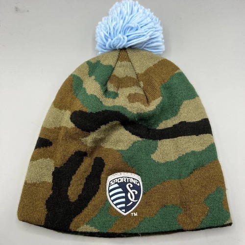 Sporting Kansas Hat Men Camouflage Adidas Beanie Pom Pom Cap New Adult