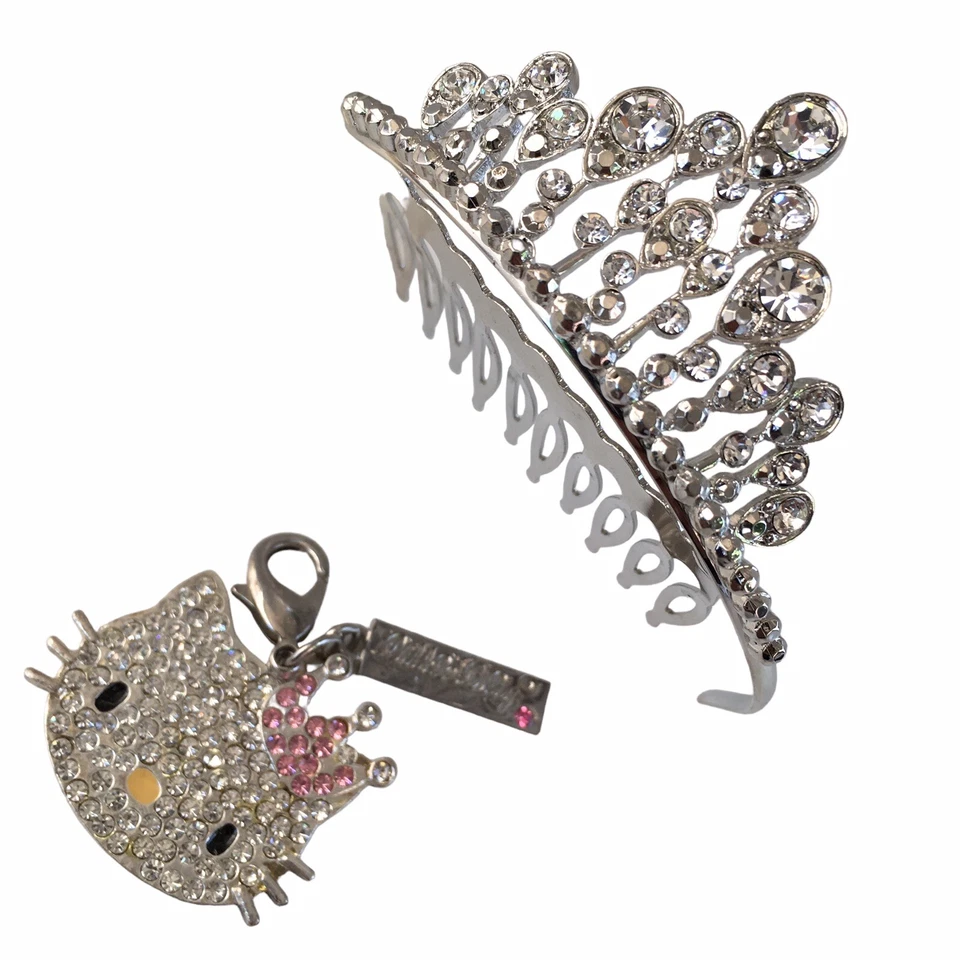 Genuine Crystal Tiara Hair Crown + Hello Kitty Princess Key Chain / Purse Charm - Image 2 of 4