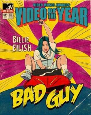 Billie Eilish BAD GUY ブランケット 2019 Billie Eilish Promo Poster Wall Art Print Bad Guy Size 11 X