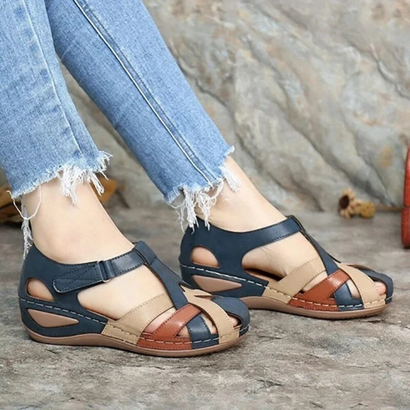 Sandalias De Cuero Moda Para Mujer Zapatos Planas Gladiador Verano