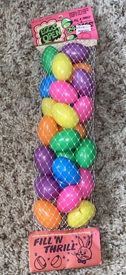 Vintage Small Plastic Easter Eggs Fill 'n Thrill Colorful Eggs Bundle: 2