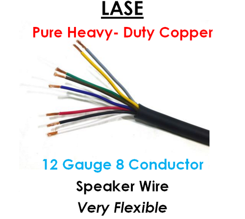 LASE 12 AWG Gauge 8 Conductor Heavy Duty Speaker Wire (Sold in 10 Ft ...