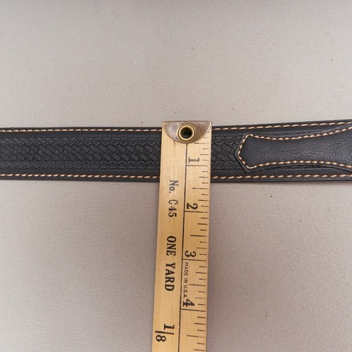Men�s Ranger Belt Sz 42 Black Basketweave Engraved Vegan Leather - Picture 8 of 16