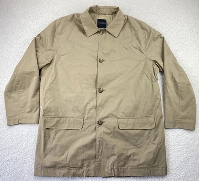 Brooks brothers Mens Jacket Large Tan Cotton Trench Overcoat Lightweight Lined - Image 1 of 4