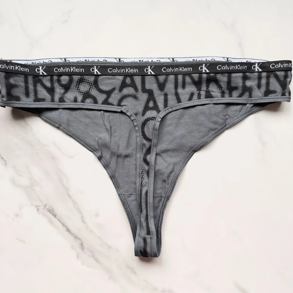 Calvin Klein 1996 棉弹力现代丁字裤内裤 CK 1996 标志灰色 尺寸 L/XL — 第 2/4 张图片
