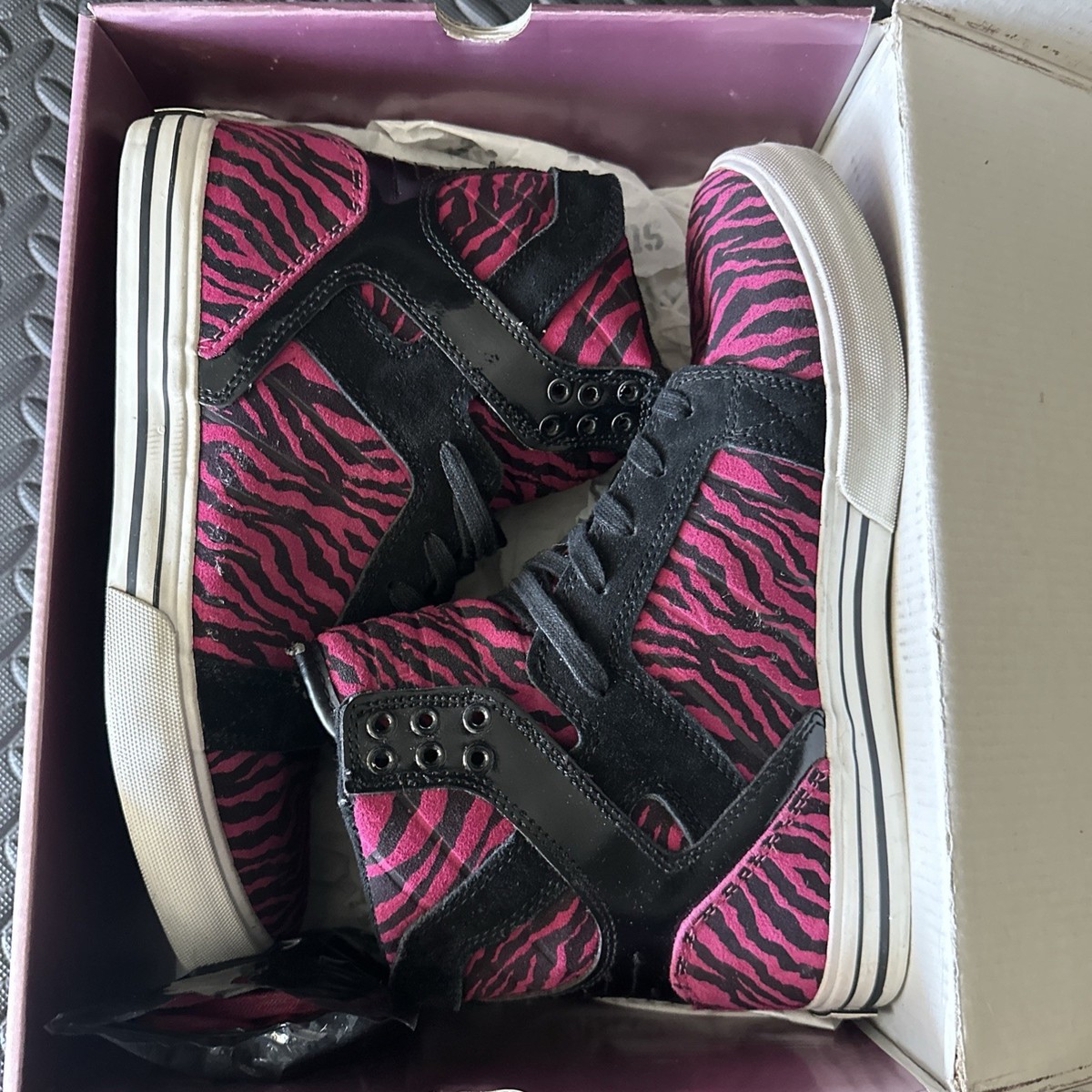 Supra / Muska 001 Skytop / Size 8 / Black Magenta / Tiger Striped