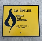 Vintage Porcelain Advertising Sign Greeley Gas Co. Pipeline MT. Lake Steel