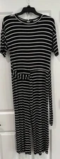 Black and White Striped Jolt Romper Jumper Jumpsuit Comfy Lounge: Large 