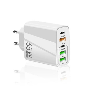 F002 65W 5-Port USB PD Charger 3USB-A+2USB-C Fast Charging Wall Charger Adapter - 第 1/3 張圖片