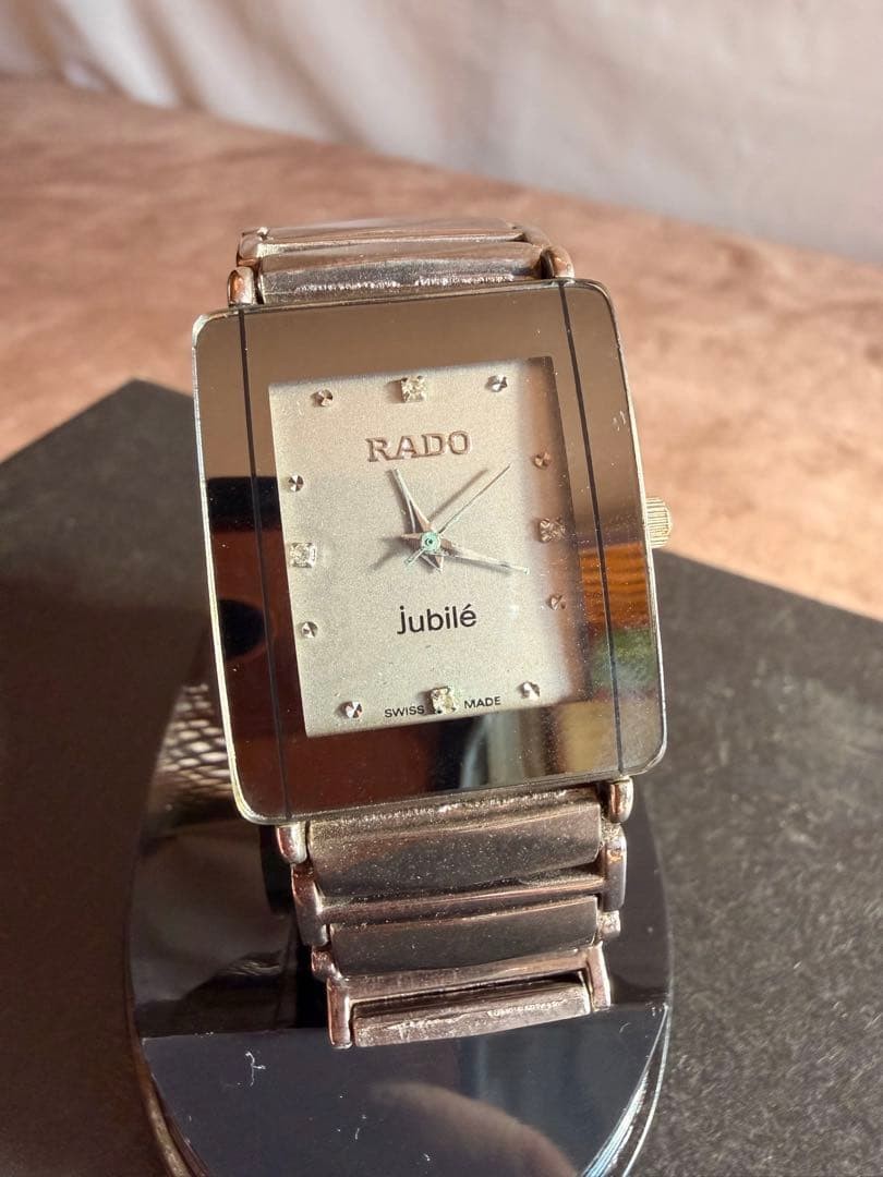 Rado Silver Square Watch RADO DiaStar Quartz S-Steel Gray Dial
