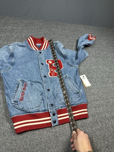 Polo Ralph Lauren Letterman Varsity Jacket Mens S Blue Denim USA Snap - Afbeelding 6 van 19