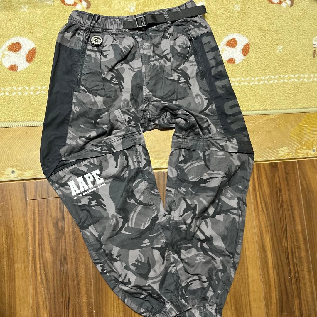 A BATHING APE BAPE Cotton Camouflage 2way Cargo Pants Black S BA0226215