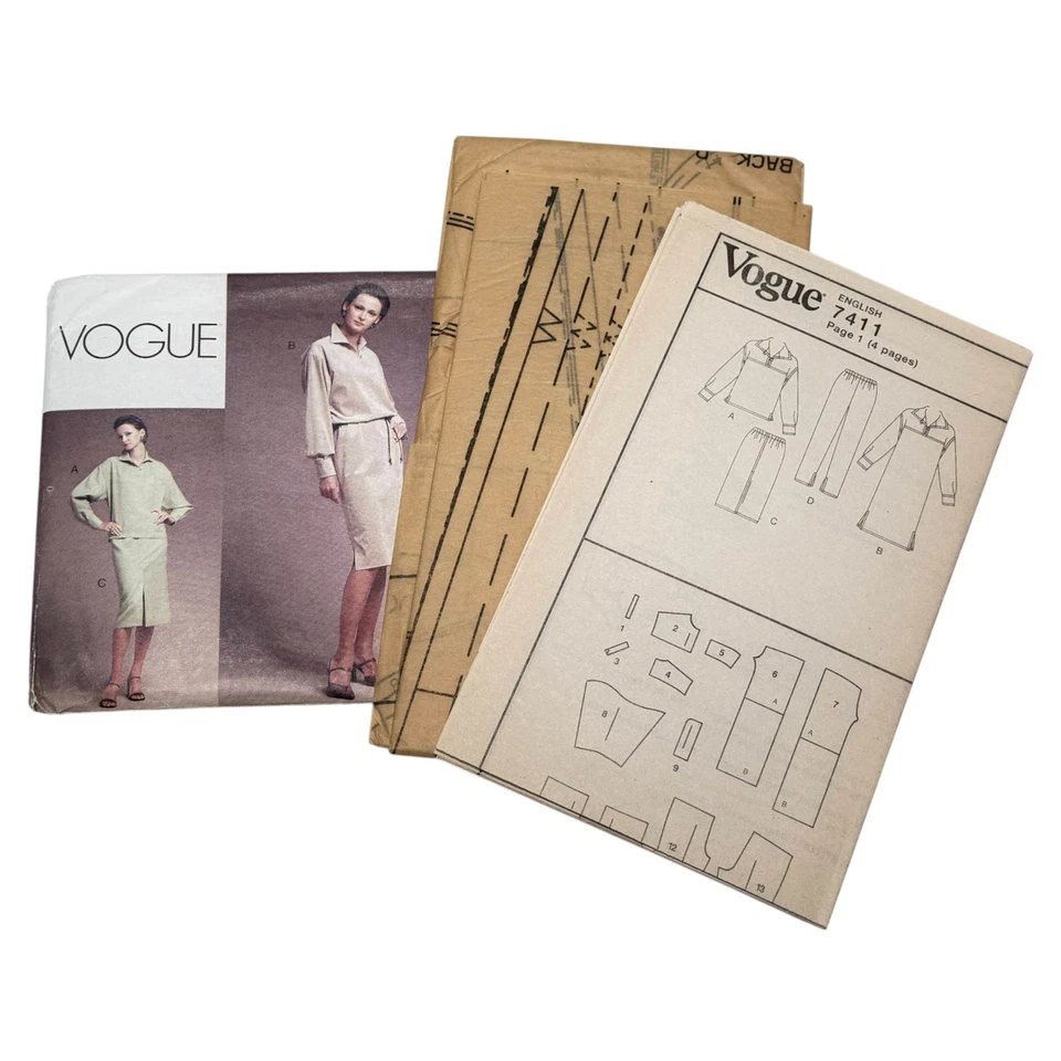 Vogue 7411 Wardrobe Womans Dress Top Skirt Pants Sz 14 16 18 Pattern Uncut - Изображение 4 из 4